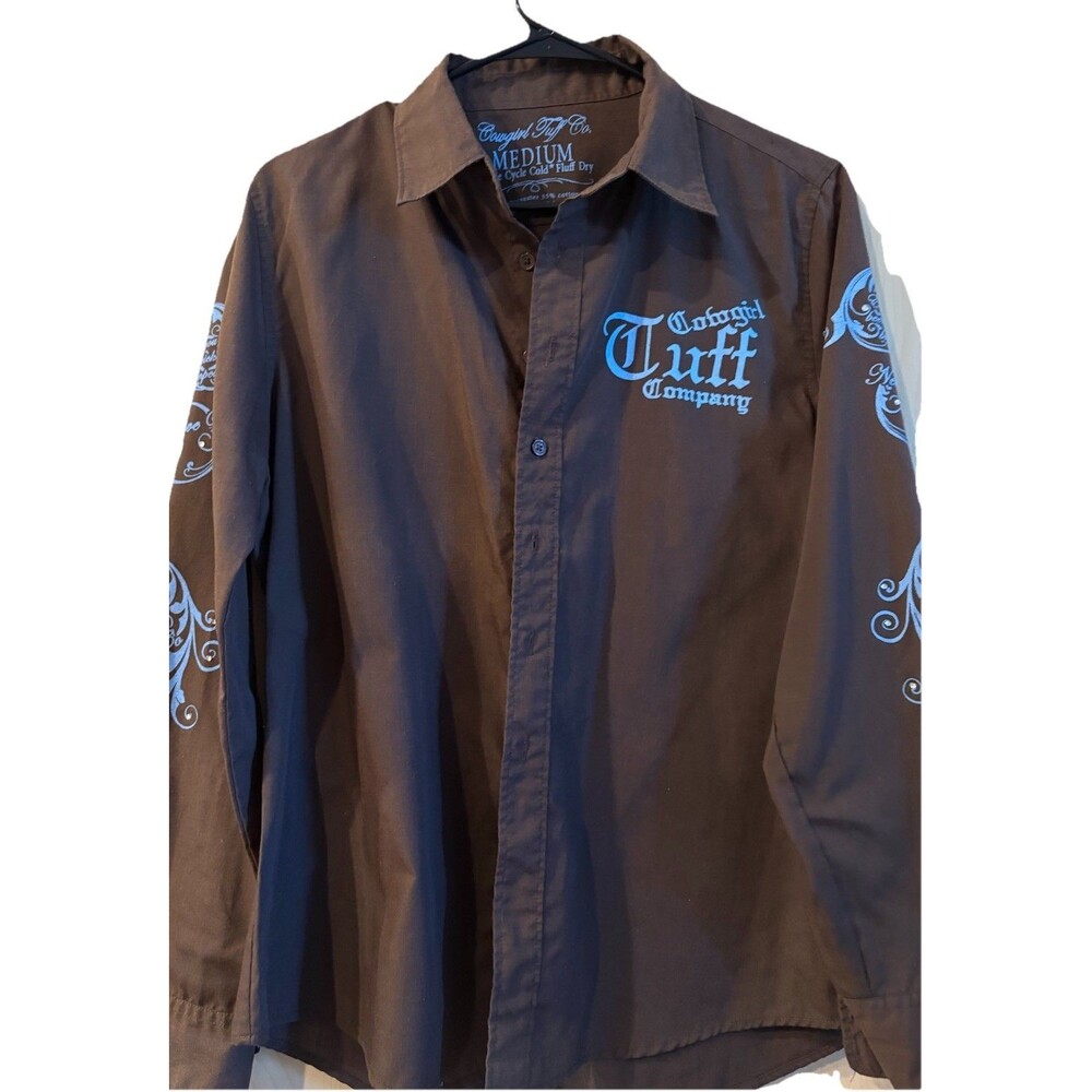 chocolate brown, long-sleeve button-down shirt by Cowgirl Tuff Co.